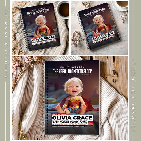 Custom Baby Wonder Woman Notebook – Personalized Superhero Journal with Photo & Name